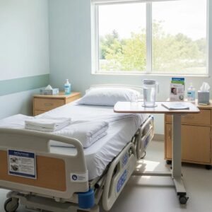 Clean hospital room emphasizing bed bug prevention and patient safety